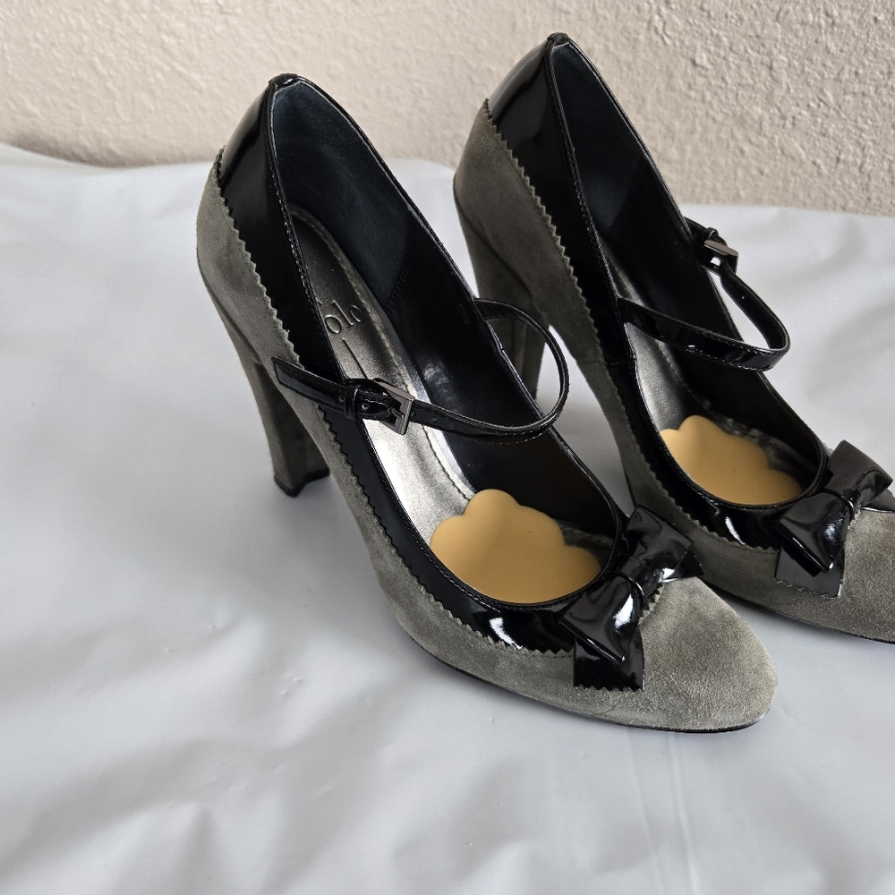 Paolo Le Rue Grey Suede Heels Size 6.25 Medium Pre-Owned In Original Box #2A964